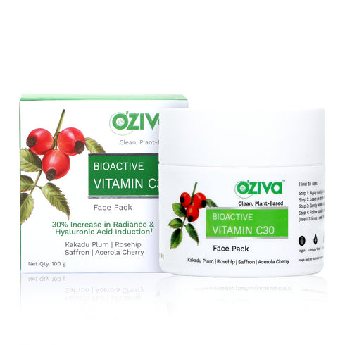 OZiva Bioactive Vitamin C30 Face Pack  for Skin Radiance Enhancement and Wrinkle Reduction 30 ml